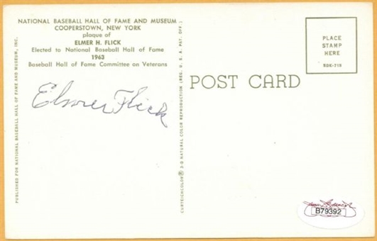 Elmer Flick Signed Gold HOF Plaque Postcard